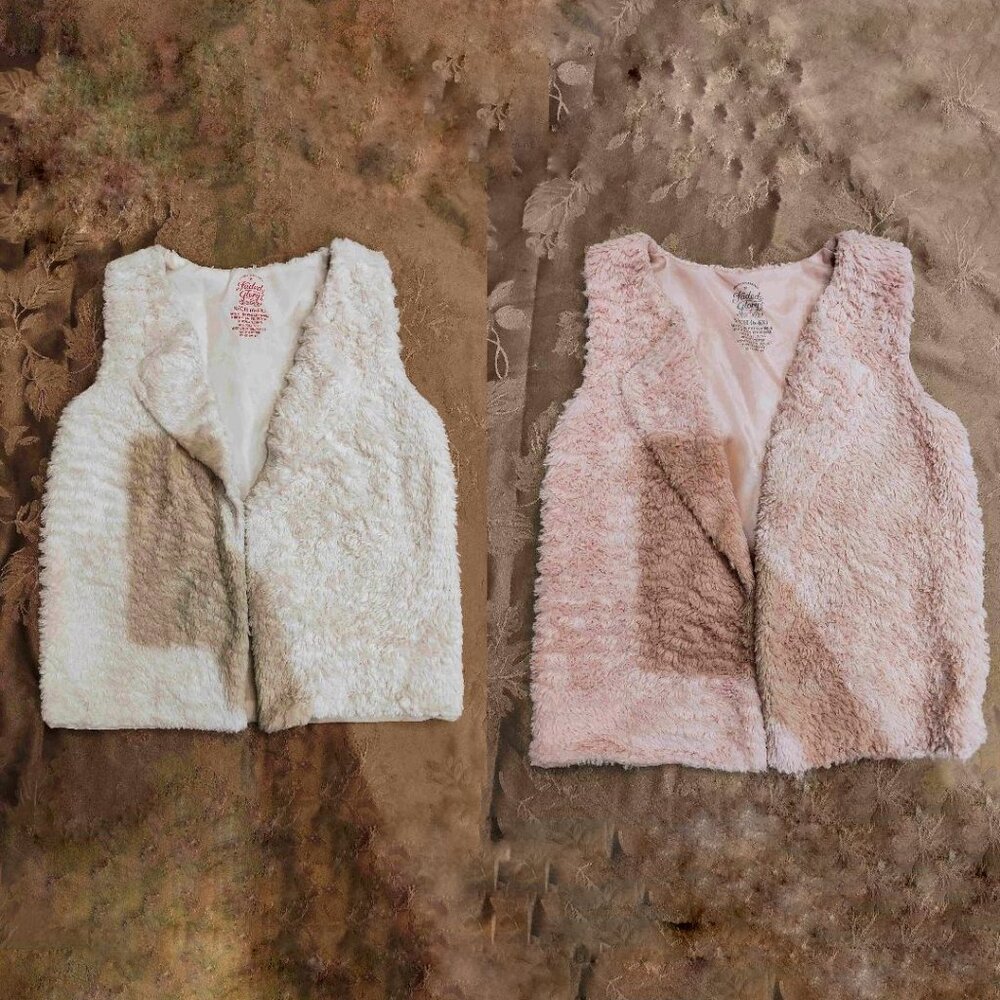 Faded Glory Bundle! Set of Two Fluffy Girls Vests! Size S/CH/6-6X, Used